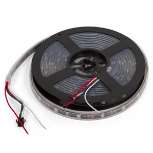 Світлодіодна стрічка, IP67, RGB, SMD 5050, WS2812B, з управлінням, чорна, 5В, 30 д м, 1 м
