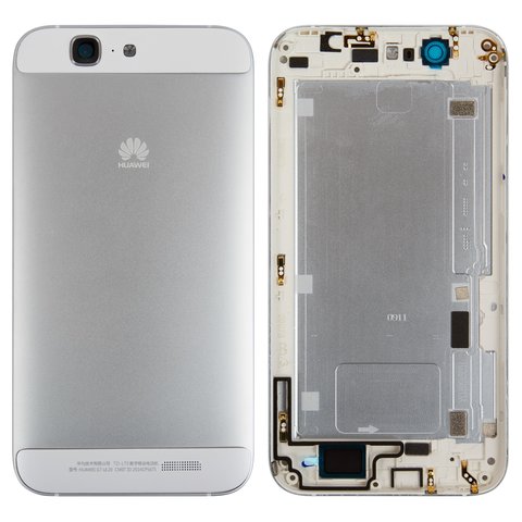 Задня панель корпуса для Huawei Ascend G7, срібляста, з боковою кнопкою, без лотка SIM карти