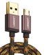 USB кабель UGREEN, USB тип-A, micro-USB тип-B, 100 см, 2 A, кофейный, #6957303844258