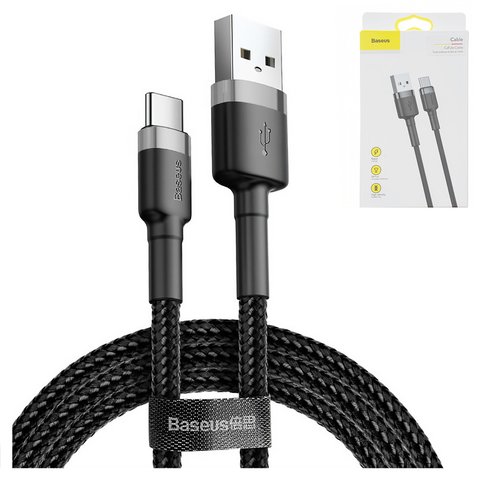 USB кабель Baseus Cafule, USB тип C, USB тип A, 100 см, 3 A, черный, #CATKLF BG1