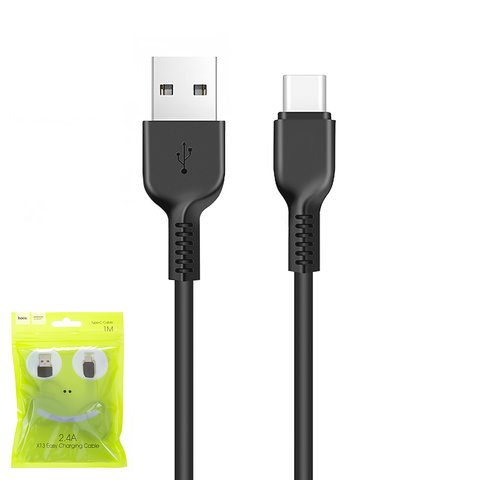 USB кабель Hoco X13, USB тип C, USB тип A, 100 см, 2,4 А, чорний, #6957531061182