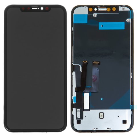 Дисплей для iPhone XR, чорний, з рамкою, High Copy, High Copy, Self welded OEM