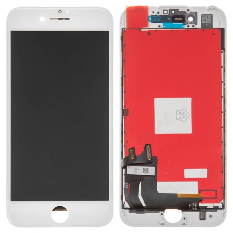 Дисплей для iPhone 7, білий, з рамкою, Copy, Tianma, з пластиками камери та давача наближення