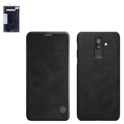 Чехол Nillkin Qin leather case для Samsung J800 Galaxy J8, черный, книжка, пластик, PU кожа, #6902048161443