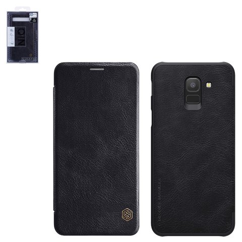 Чохол Nillkin Qin leather case для Samsung J600 Galaxy J6, чорний, книжка, пластик, PU шкіра, #6902048158870