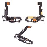 Шлейф для iPhone 12, iPhone 12 Pro, коннектора зарядки, черный, с микрофоном, с компонентами, Original (PRC)