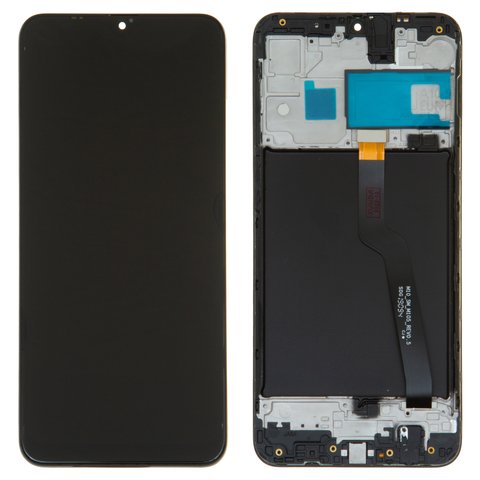 Дисплей для Samsung A105FN DS Galaxy A10, черный, с рамкой, Оригинал переклеено стекло 