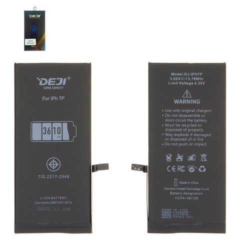 Аккумулятор Deji для Apple iPhone 7 Plus, Li ion, 3,82 B, 3610 мАч, повышенная ёмкость, original IC