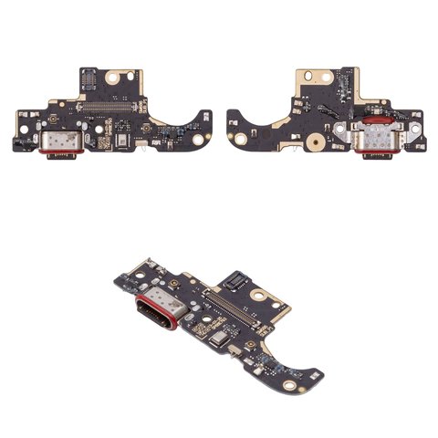 Шлейф для Motorola Moto G86, Moto G86 Power, коннектора зарядки, с компонентами, Original PRC , плата зарядки