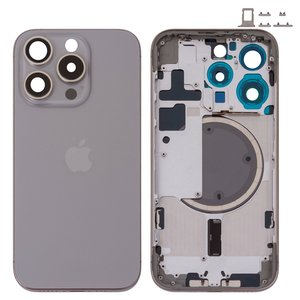 Корпус для iPhone 15 Pro, сірий, з тримачем SIM карти, з боковими кнопками, Original PRC , EU Version, natural titanium