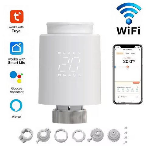 Розумна термостатична головка Tuya TRV, з WiFi, біла