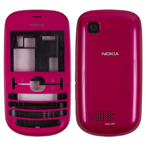 Housing compatible with Nokia 201 Asha, High Copy, pink 