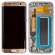 LCD compatible with Samsung G935 Galaxy S7 EDGE, (golden, with frame, Original (PRC), original glass)