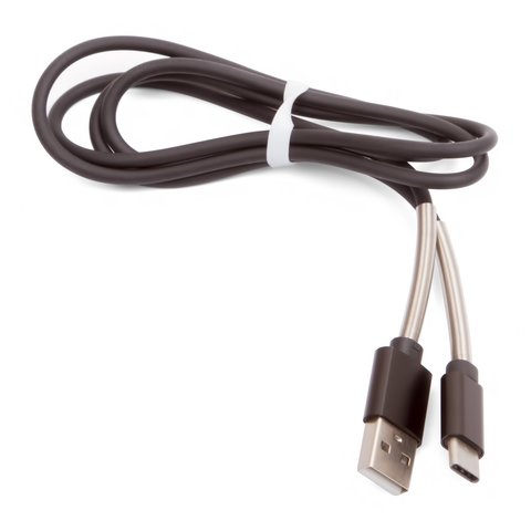 USB Cable, USB type A, USB type C, 100 cm, black, spring 