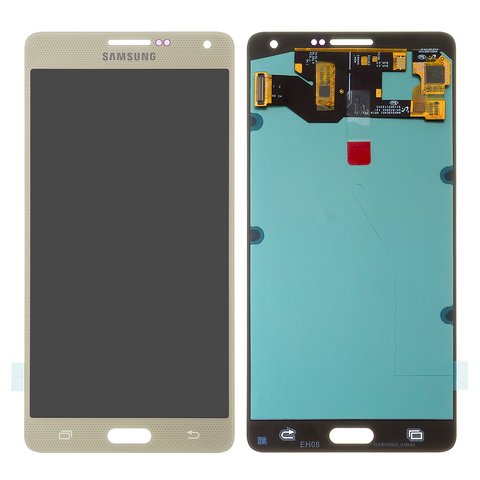 LCD compatible with Samsung A700 Galaxy A7, golden, without frame, High Copy, OLED  