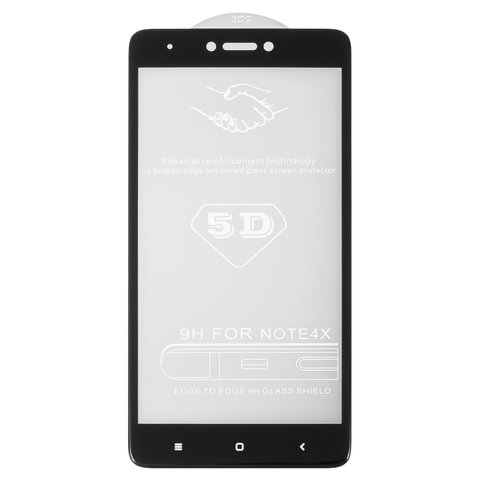 Vidrio de protección templado All Spares puede usarse con Xiaomi Redmi Note 4 Global 2017 , Redmi Note 4X, 5D Full Glue, negro, capa de adhesivo se extiende sobre toda la superficie del vidrio