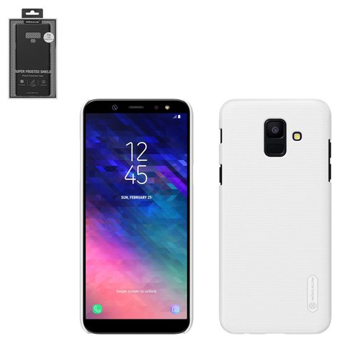 Case Nillkin Super Frosted Shield compatible with Samsung A600 Dual Galaxy A6 2018 , white, with support, matt, plastic  #6902048157804