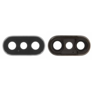 Camera Lens compatible with iPhone X, silver, with frames 