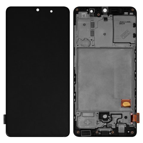 LCD compatible with Samsung A415 Galaxy A41, black, with frame, original change glass 