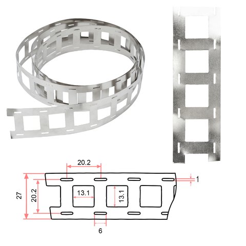 Nickel Tape for Battery Welding 18650 2P, 0.2 mm, 20.2 mm, 1 m, nickel plated steel 
