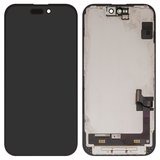 Дисплей для iPhone 15, черный, с рамкой, переклеено стекло