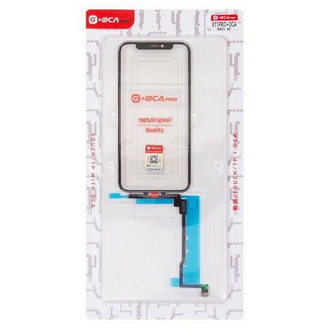 Touchscreen G+OCA PRO compatible with iPhone 11 Pro, with OCA film, black, without microcircuit 