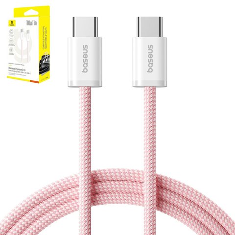 Cable USB Baseus Dynamic 4, 2xUSB tipo C, 100 cm, 100 W, rosado, con revestimiento de nylon, #P10381400411 00