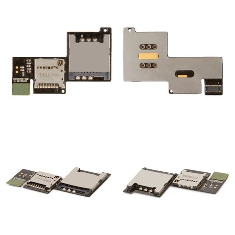 SIM Card Connector compatible with HTC T328t Desire VT, with memory card connector, with flat cable 