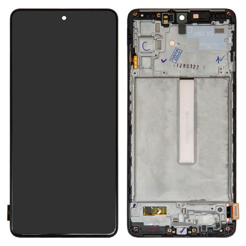 LCD compatible with Samsung M526 Galaxy M52 5G, black, with frame, Original PRC , original glass 