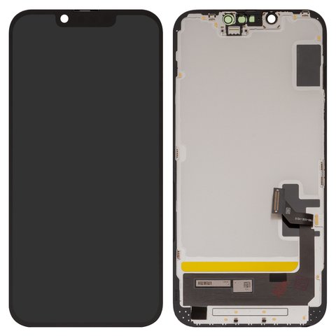 LCD compatible with iPhone 14, black, with frame, HC, OLED , OEM soft 