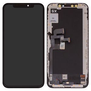 Дисплей для iPhone XS, черный, с рамкой, HC, AMOLED , GX OEM soft