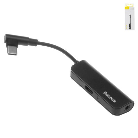 Adaptador Baseus L53, no soporta micrófono, de USB tipo C a 3.5 mm 2 en 1, USB tipo C, TRS 3.5 mm, negro, #CATL53 01