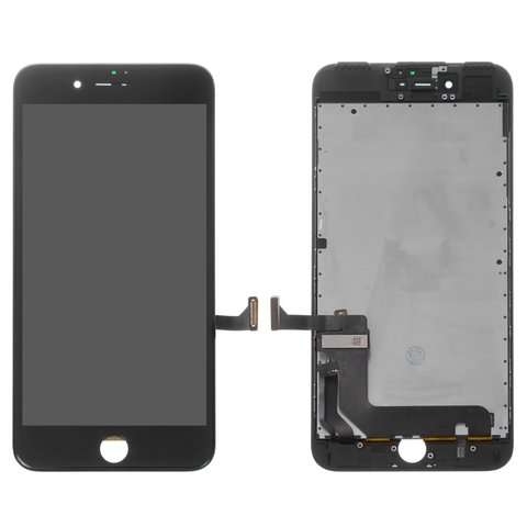 Дисплей для iPhone 7 Plus, черный, с рамкой, переклеено стекло