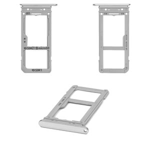 Держатель SIM карты для Samsung G950FD Galaxy S8, G955FD Galaxy S8 Plus, серебристый, arctic Silver, dual SIM