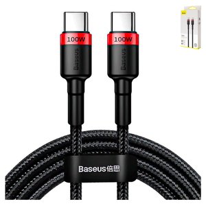 USB кабель Baseus Cafule, 2xUSB тип C, 200 см, 100 Вт, 5 А, черный, красный, в нейлоновой оплетке, #CATKLF AL91