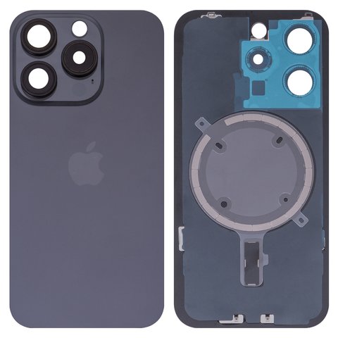 Задня панель корпуса для iPhone 15 Pro, чорна, із склом камери, small hole