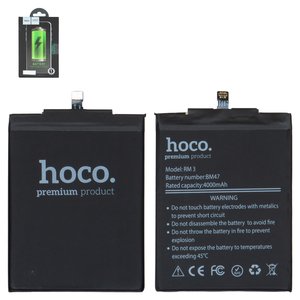 Аккумулятор Hoco BM47 для Xiaomi Redmi 3, Redmi 4X, Li Polymer, 3,85 B, 4000 мАч