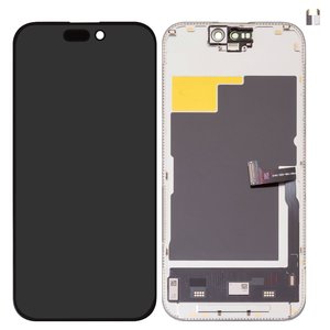 Дисплей для iPhone 15 Pro, черный, с рамкой, HC, без микросхемы, AMOLED , DD OLED soft, 120Hz