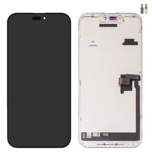 Дисплей для iPhone 16 Pro Max, черный, с рамкой, HC, без микросхемы, AMOLED , GX OEM soft, 120Hz