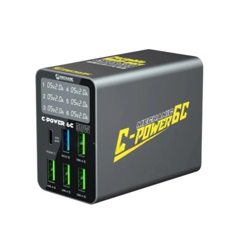 Сетевое зарядное устройство Mechanic C Power 6C, 50 Вт, Quick Charge, Power Delivery PD , 6 портов