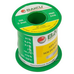 Припой BAKU BK-10002, sn 97%, ag 0,3%, 100 г, 0,2 мм, флюс 2%, cu 0,7% Припой BAKU BK-10002, sn 97%, ag 0,3%, 100 г, 0,2 мм, флюс 2%, cu 0,7%